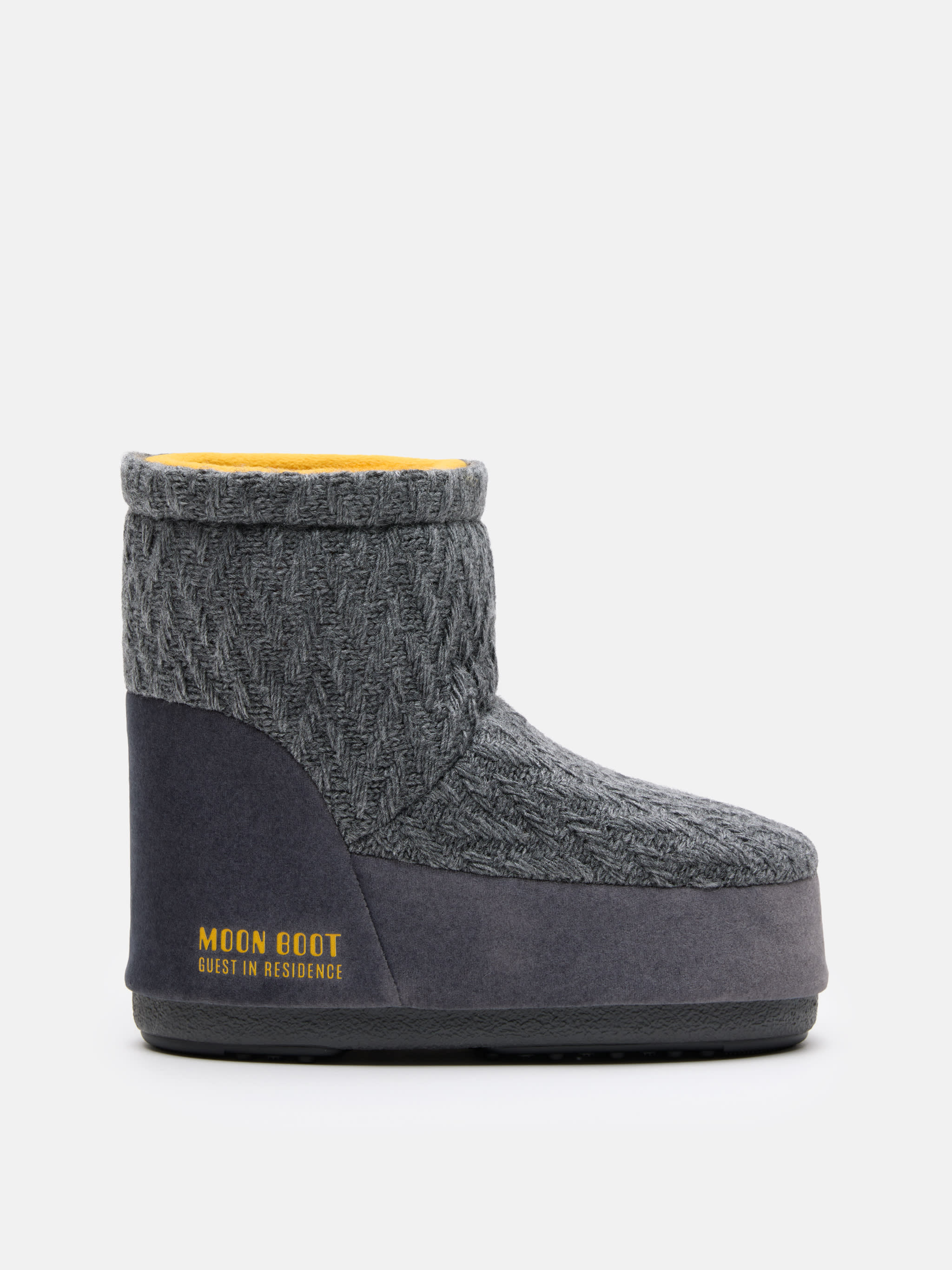 MOON BOOT X GUEST IN RESIDENCE ICON LOW NO LACE GREY KNIT BOOTS