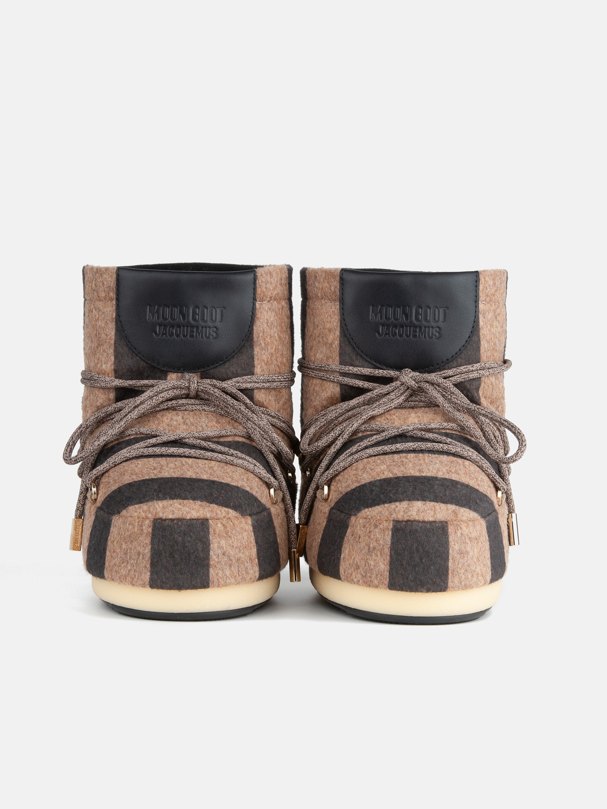 Jacquemus + Moon Boot ICON LOW BEIGE STRIPED FELT BOOTS image number 5