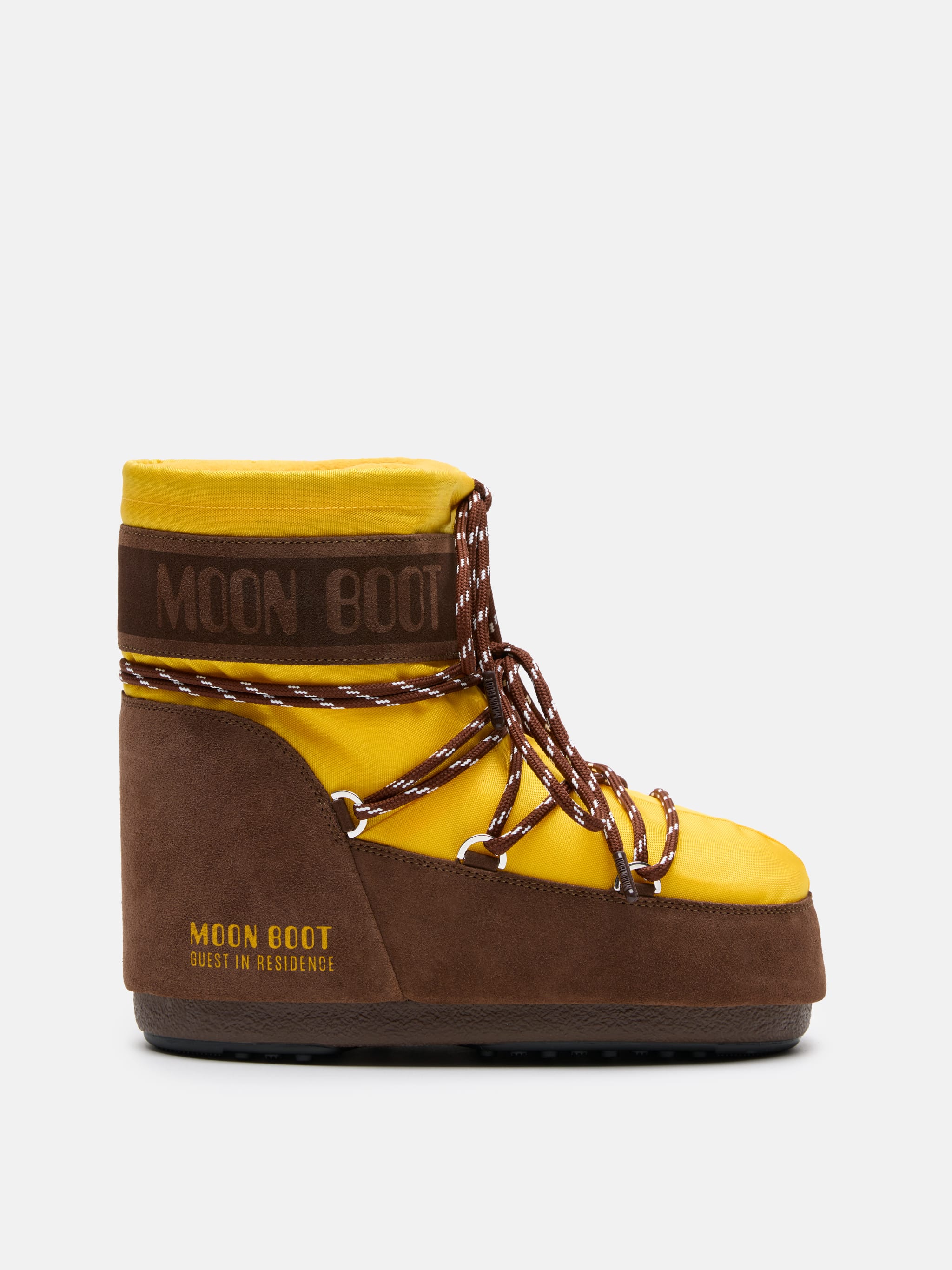 MOON BOOT X GUEST IN RESIDENCE ICON LOW NYLON SUNFLOWER & COCOA BOOTS