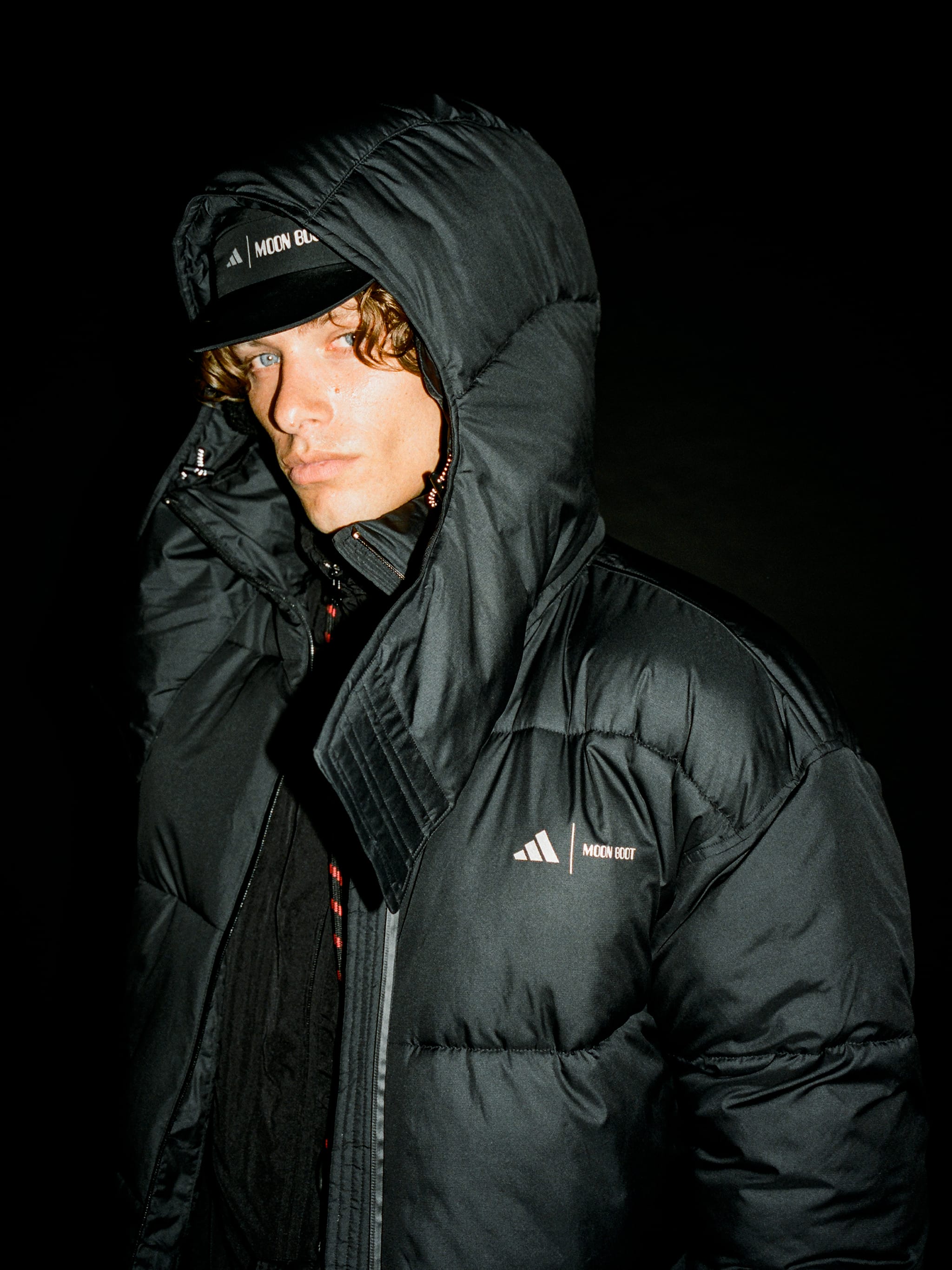 ADIDAS X MOON BOOT BLACK PUFFER JACKET