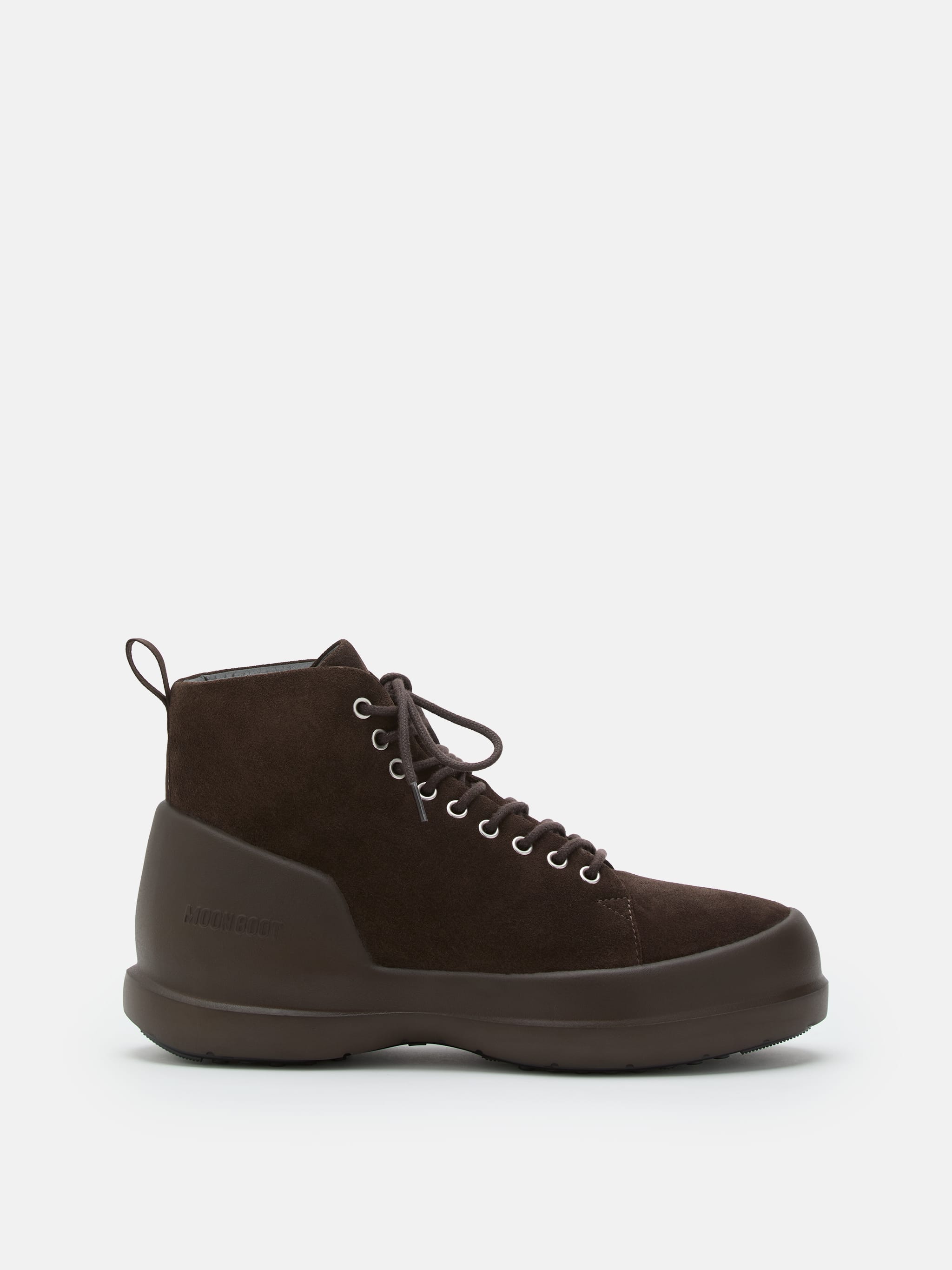 MEZZALUNA DARK BROWN SUEDE LACE UP MID BOOTS image number 0