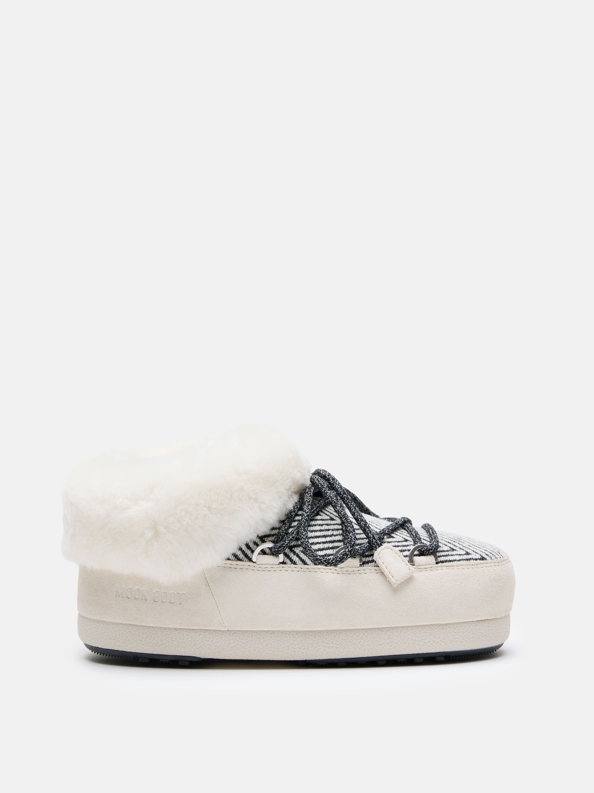 MOON BOOT X GUEST IN RESIDENCE EVX CHALET WHITE SAND FAUX FUR MULES image number 0