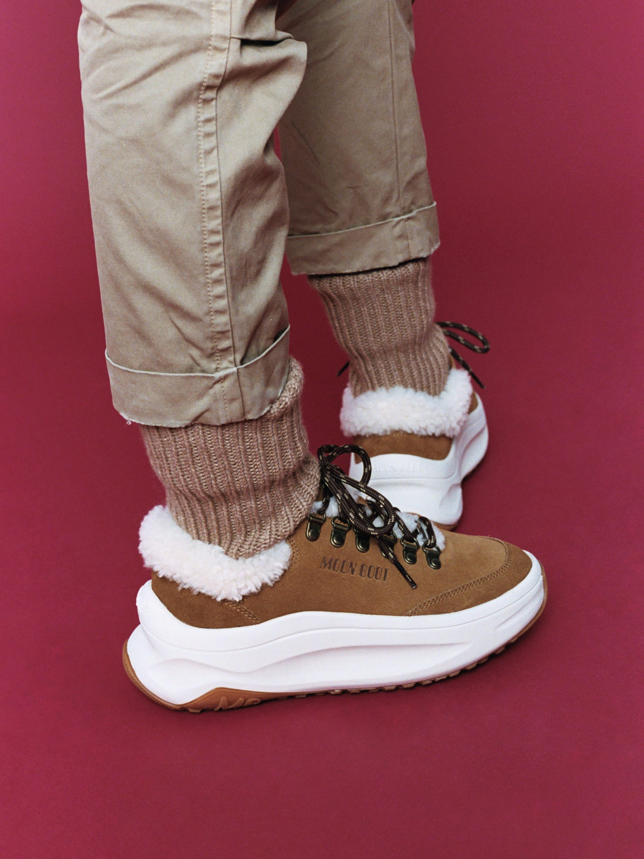 MOON247 CITY BROWN SHEARLING SNEAKERS image number 4