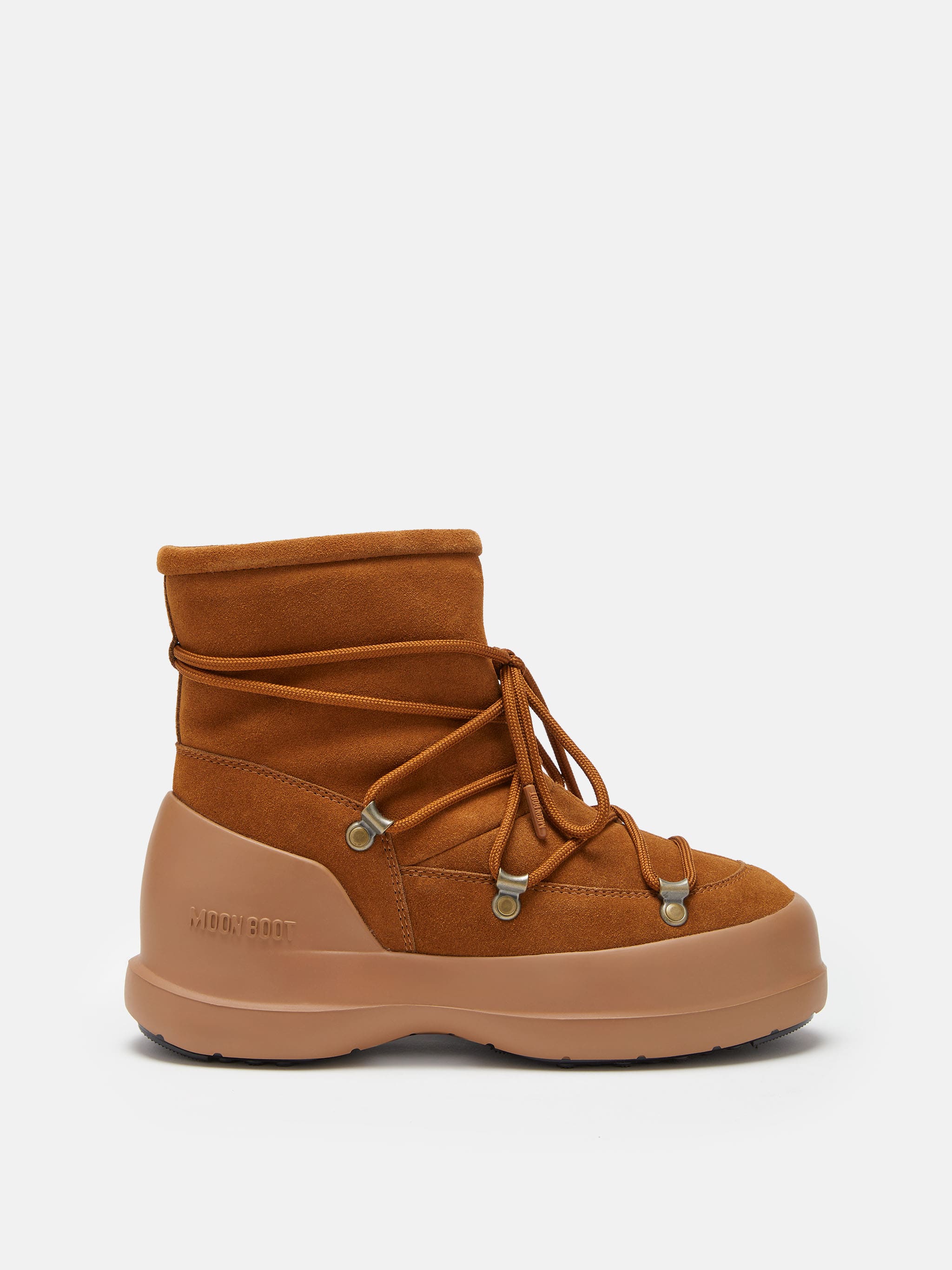 Moon Boot Men Ambidextrous Luna Low Boot Suede Size US 10 Cognac Brown MOON BOOT Luna suede knee boots | NET-A-PORTER main image 3