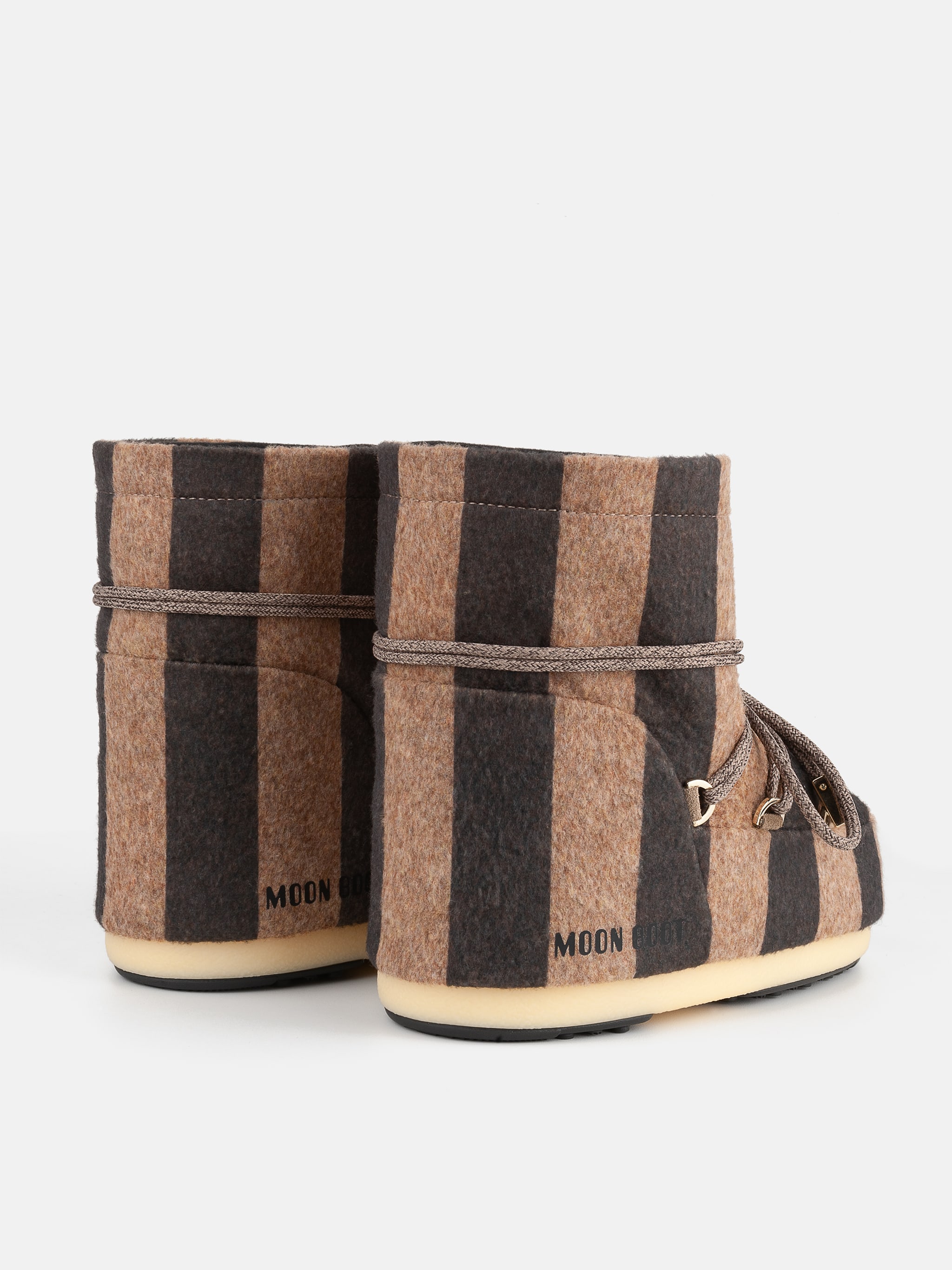 Jacquemus + Moon Boot ICON LOW BEIGE STRIPED FELT BOOTS image number 1