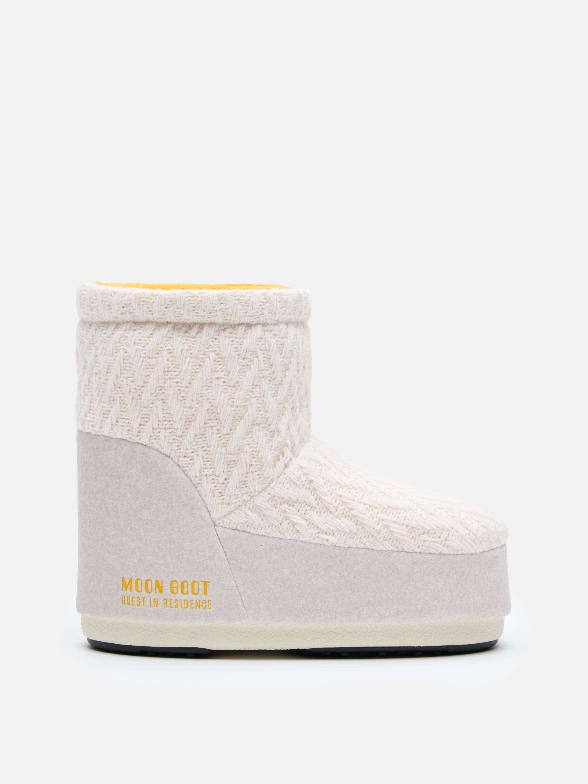 MOON BOOT X GUEST IN RESIDENCE ICON LOW NO LACE WHITE SAND KNIT BOOTS image number 0