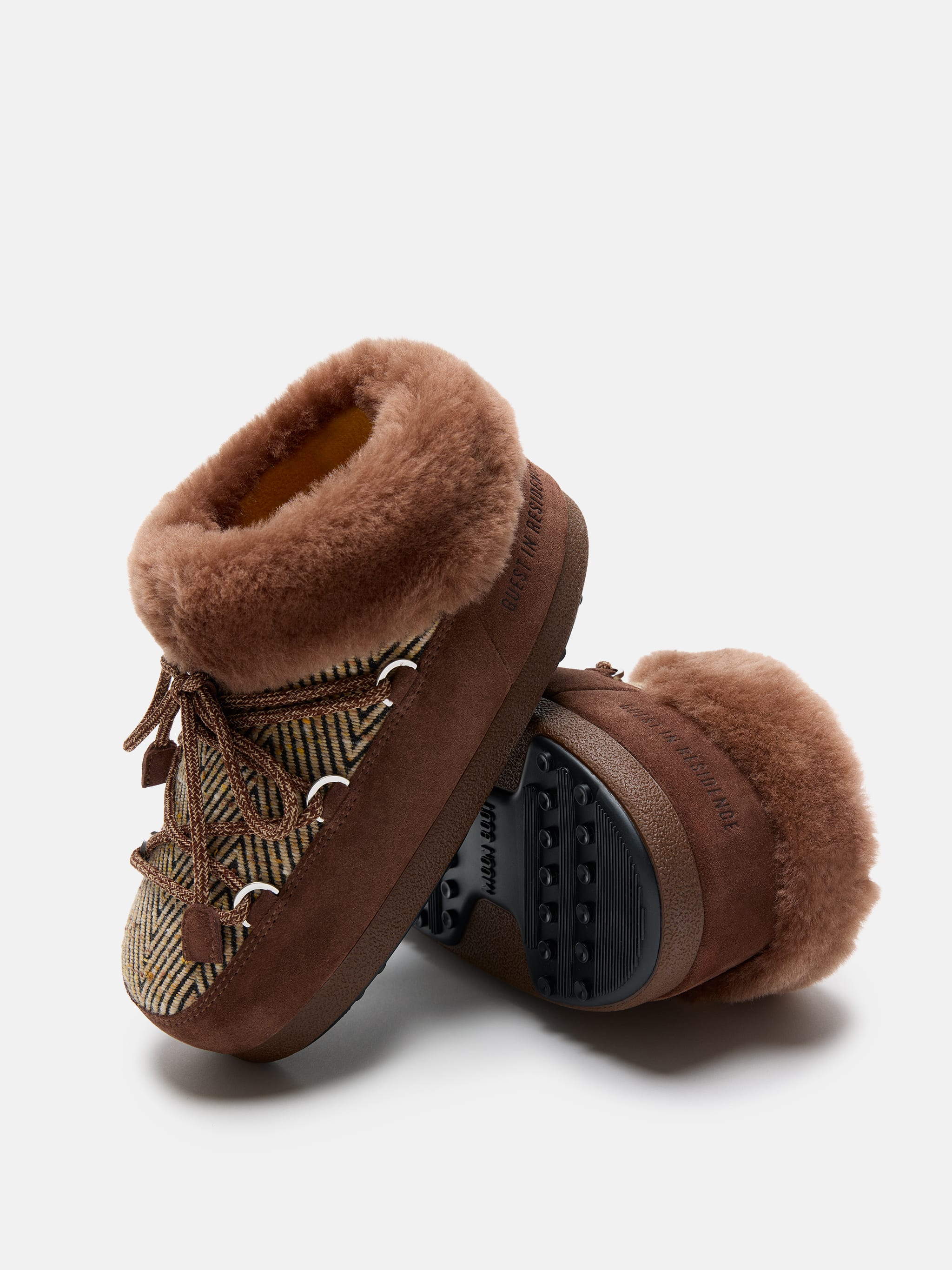 MOON BOOT X GUEST IN RESIDENCE EVX CHALET COCOA FAUX FUR MULES image number 3