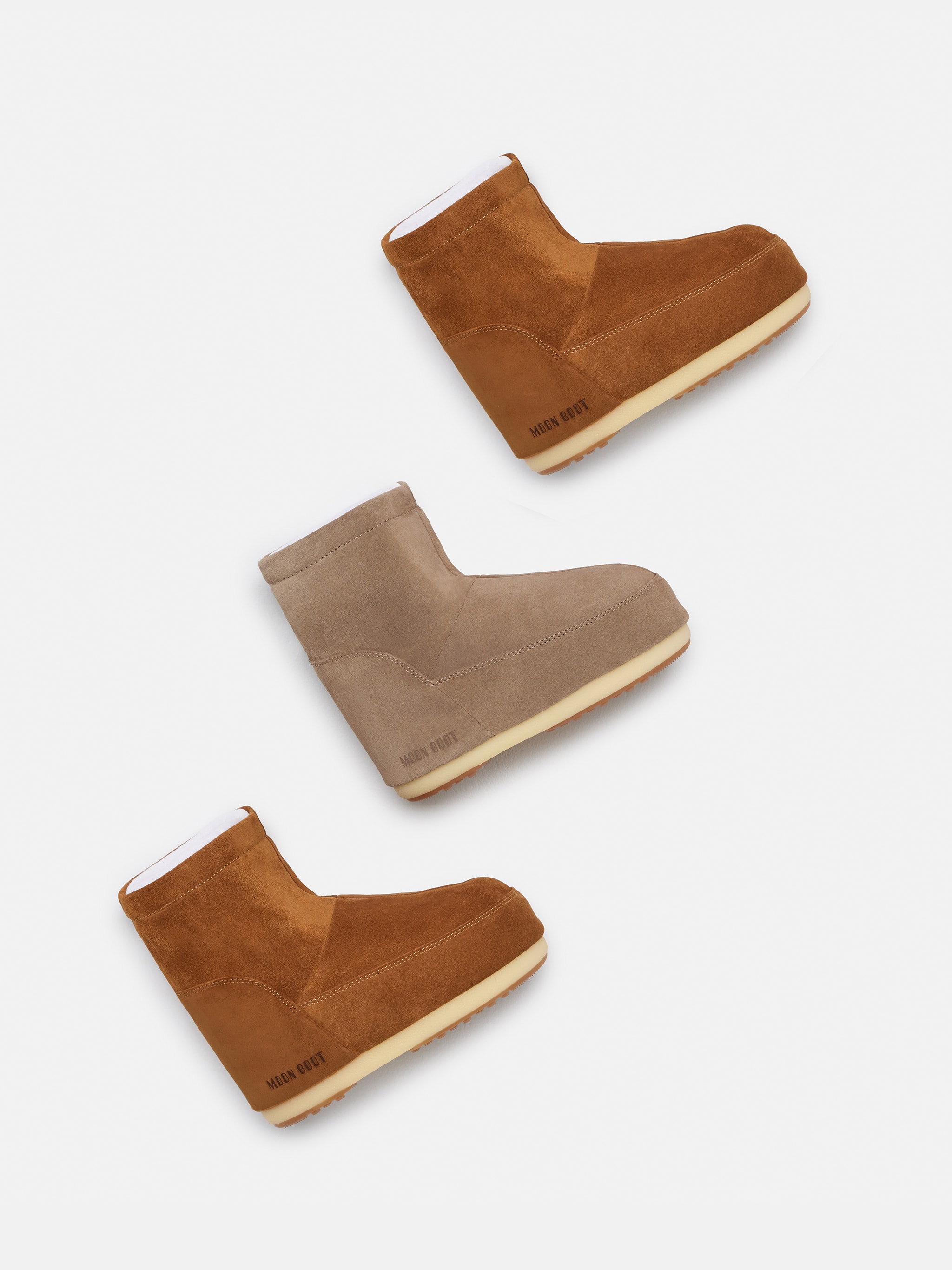 NO LACE TAN SUEDE BOOTS | Moon Boot®