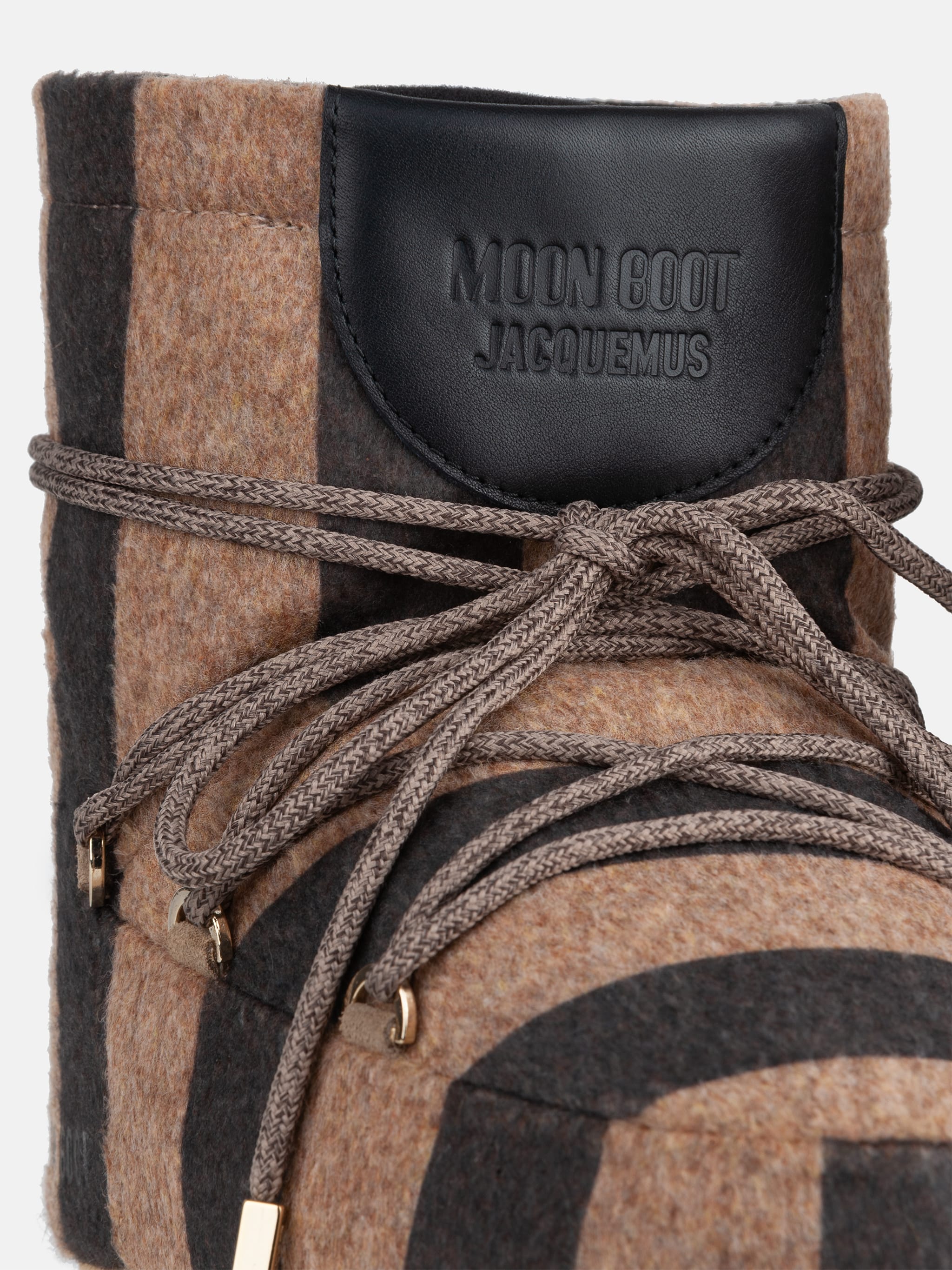 JACQUEMUS + MOON BOOT ICON LOW BEIGE STRIPED FELT BOOTS image number 3