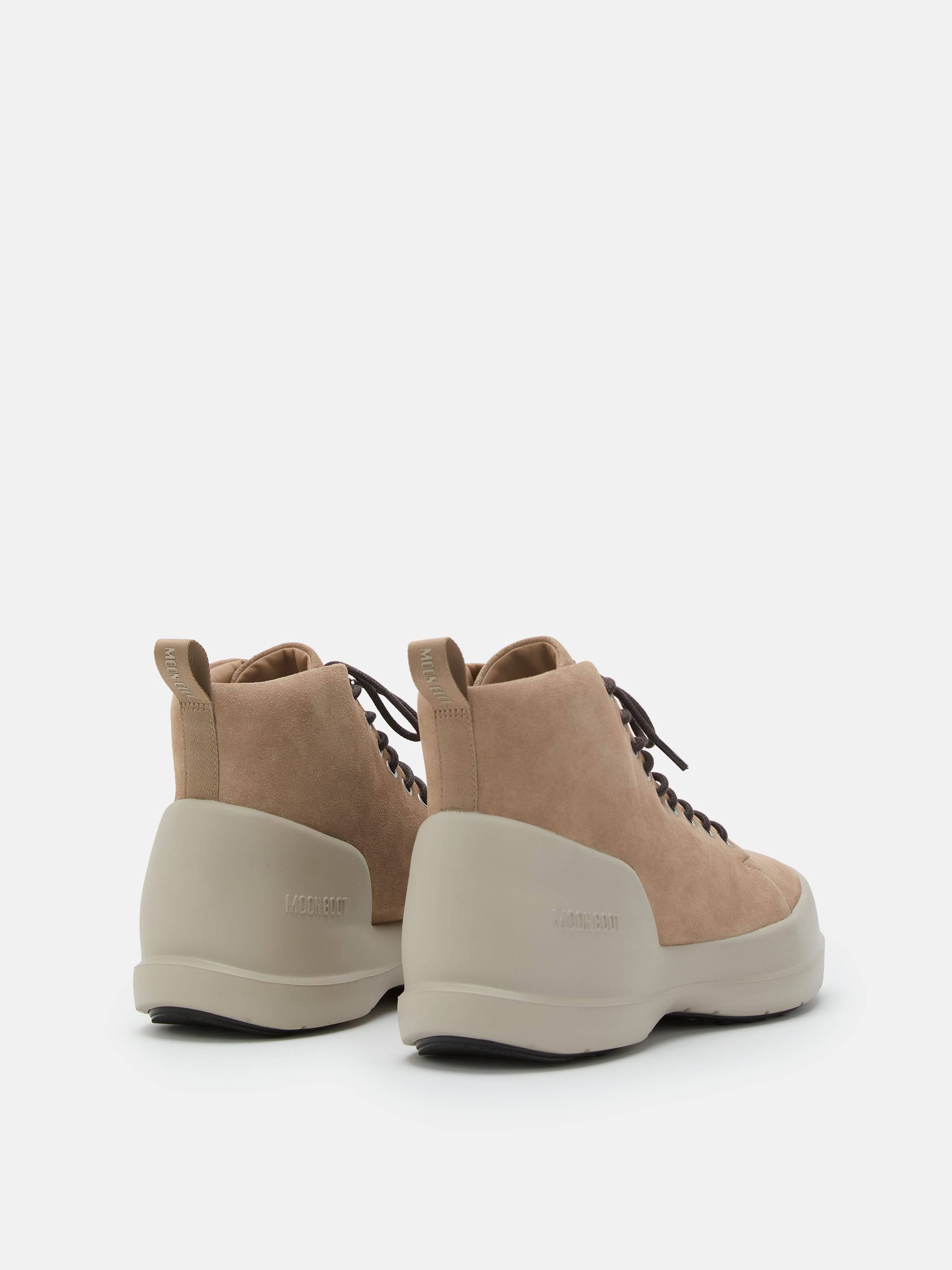 MEZZALUNA BEIGE SUEDE LACE UP MID BOOTS