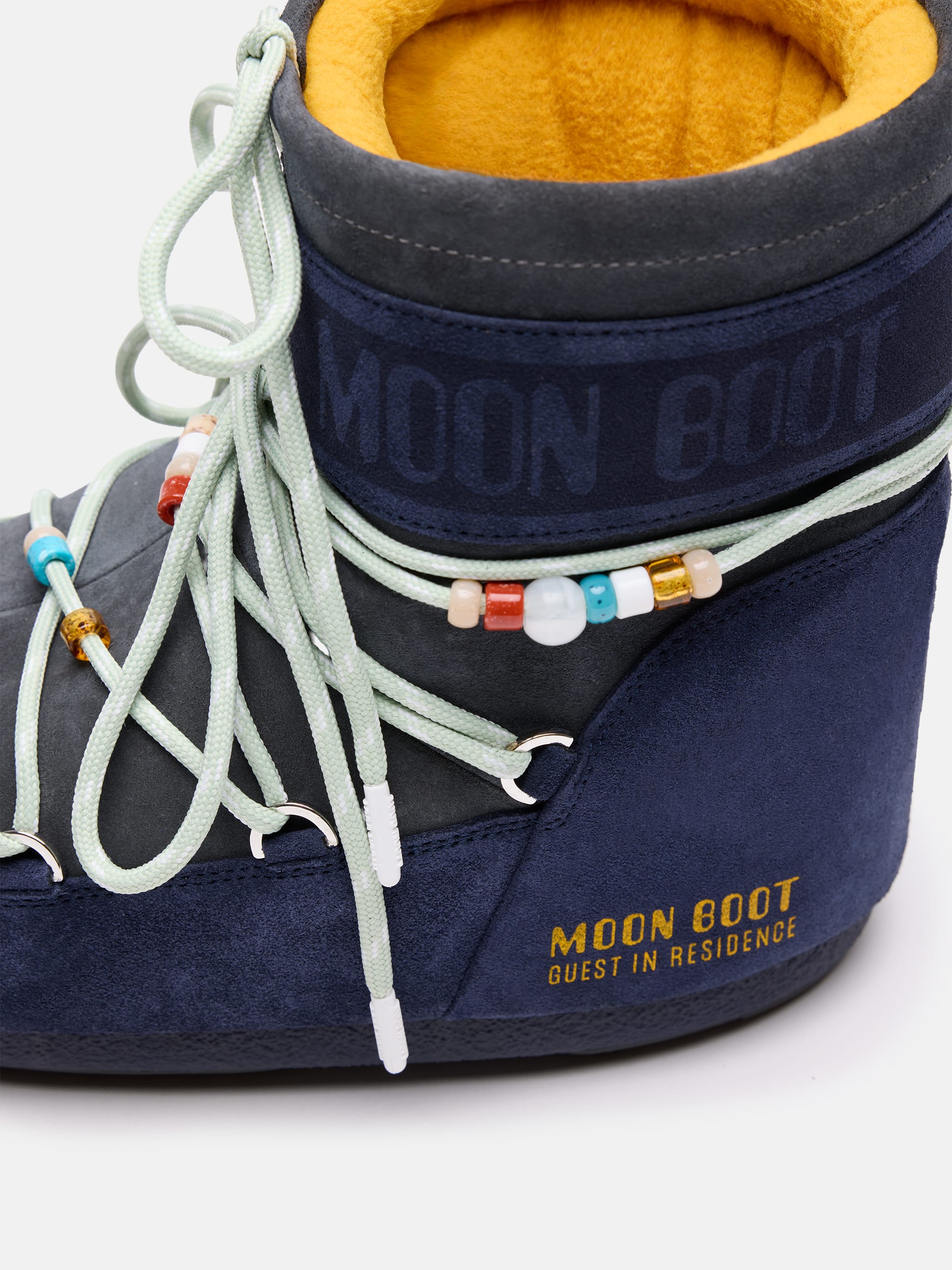 MOON BOOT X GUEST IN RESIDENCE ICON LOW MIDNIGHT & GREY BEADED SUEDE BOOTS image number 3
