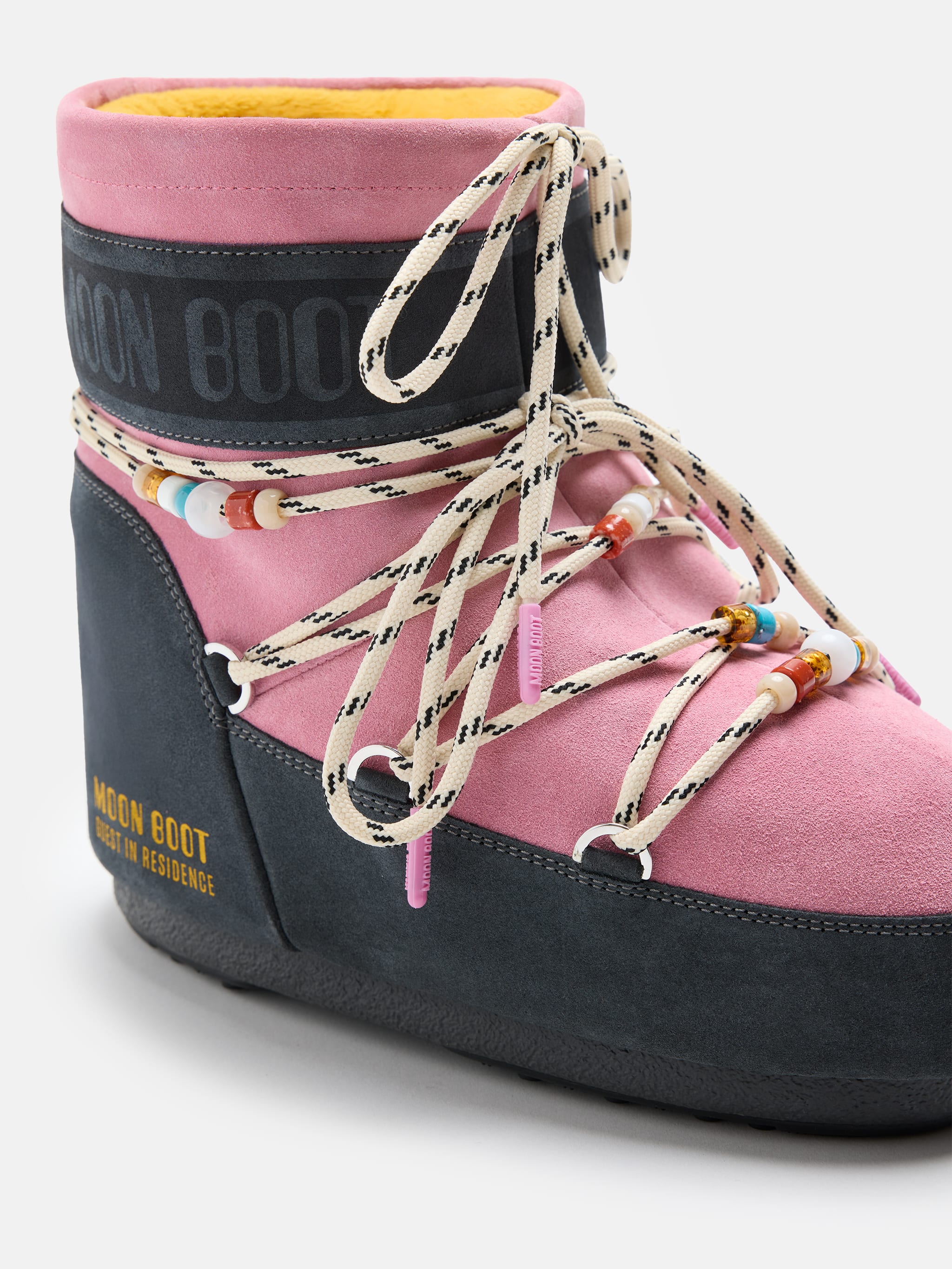 MOON BOOT X GUEST IN RESIDENCE ICON LOW GREY & ROSE BEADED SUEDE BOOTS image number 4
