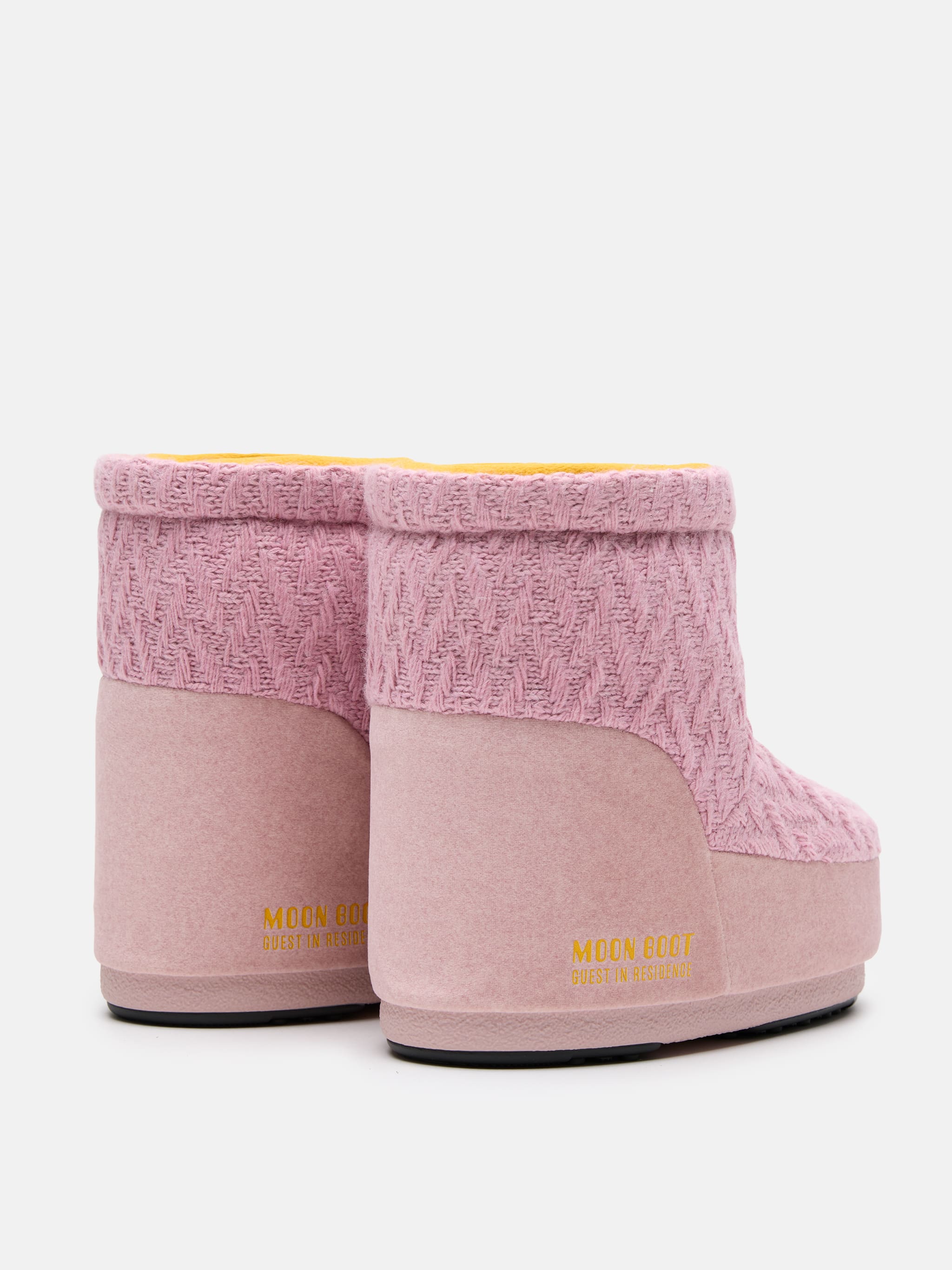 MOON BOOT X GUEST IN RESIDENCE ICON LOW NO LACE ROSE KNIT BOOTS image number 1