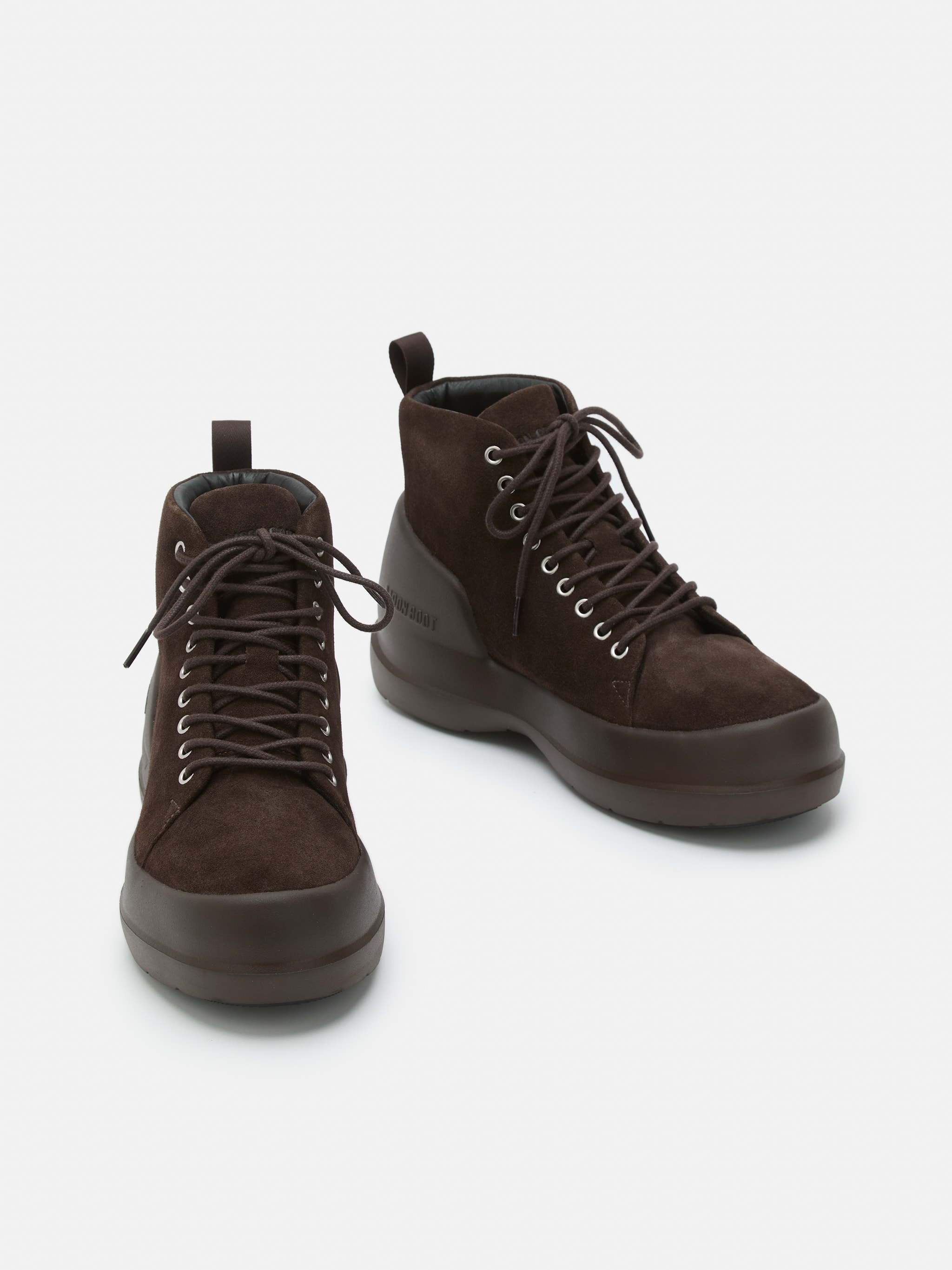 MEZZALUNA DARK BROWN SUEDE LACE UP MID BOOTS image number 3