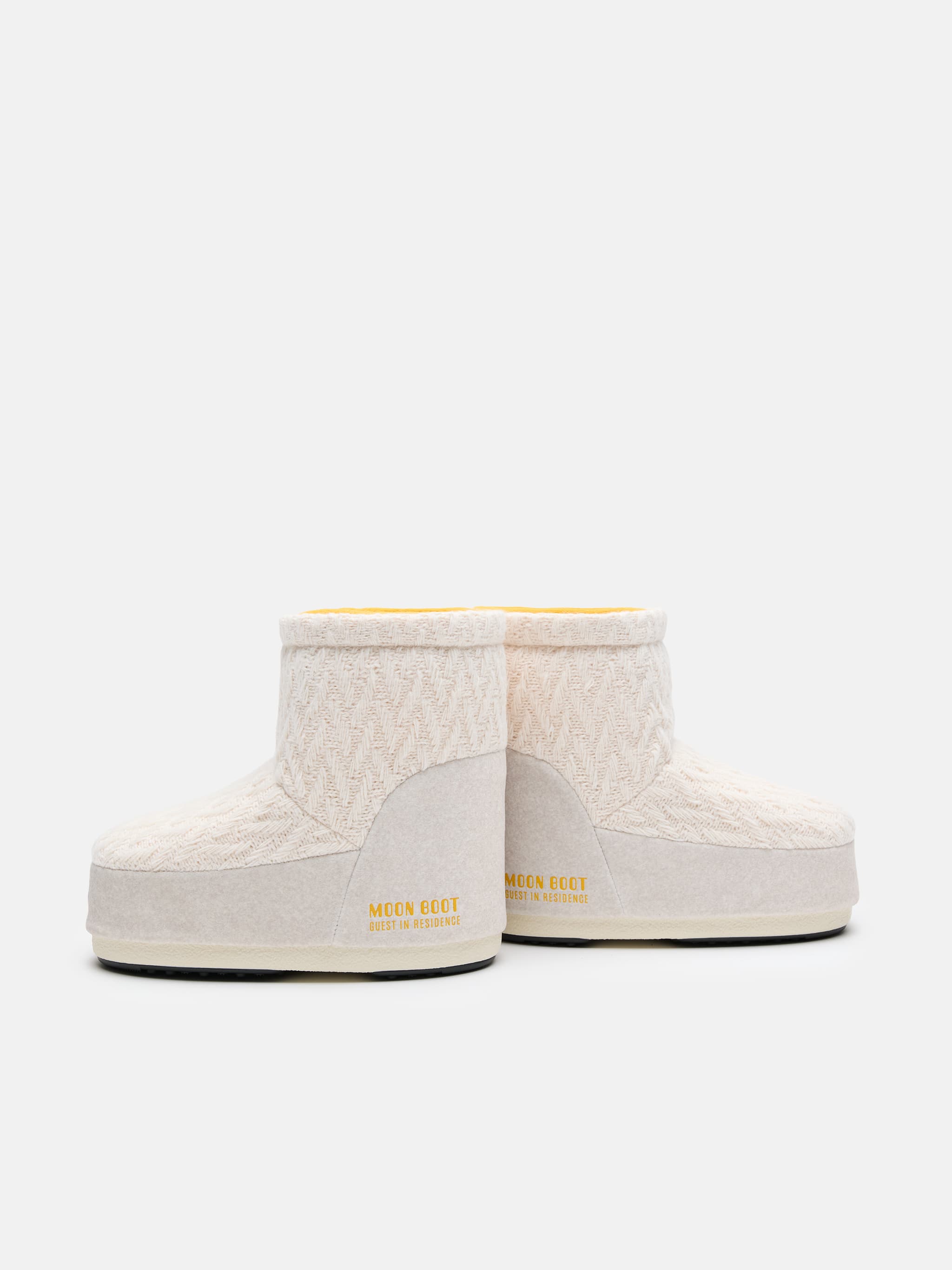 MOON BOOT X GUEST IN RESIDENCE ICON LOW NO LACE WHITE SAND KNIT BOOTS image number 2