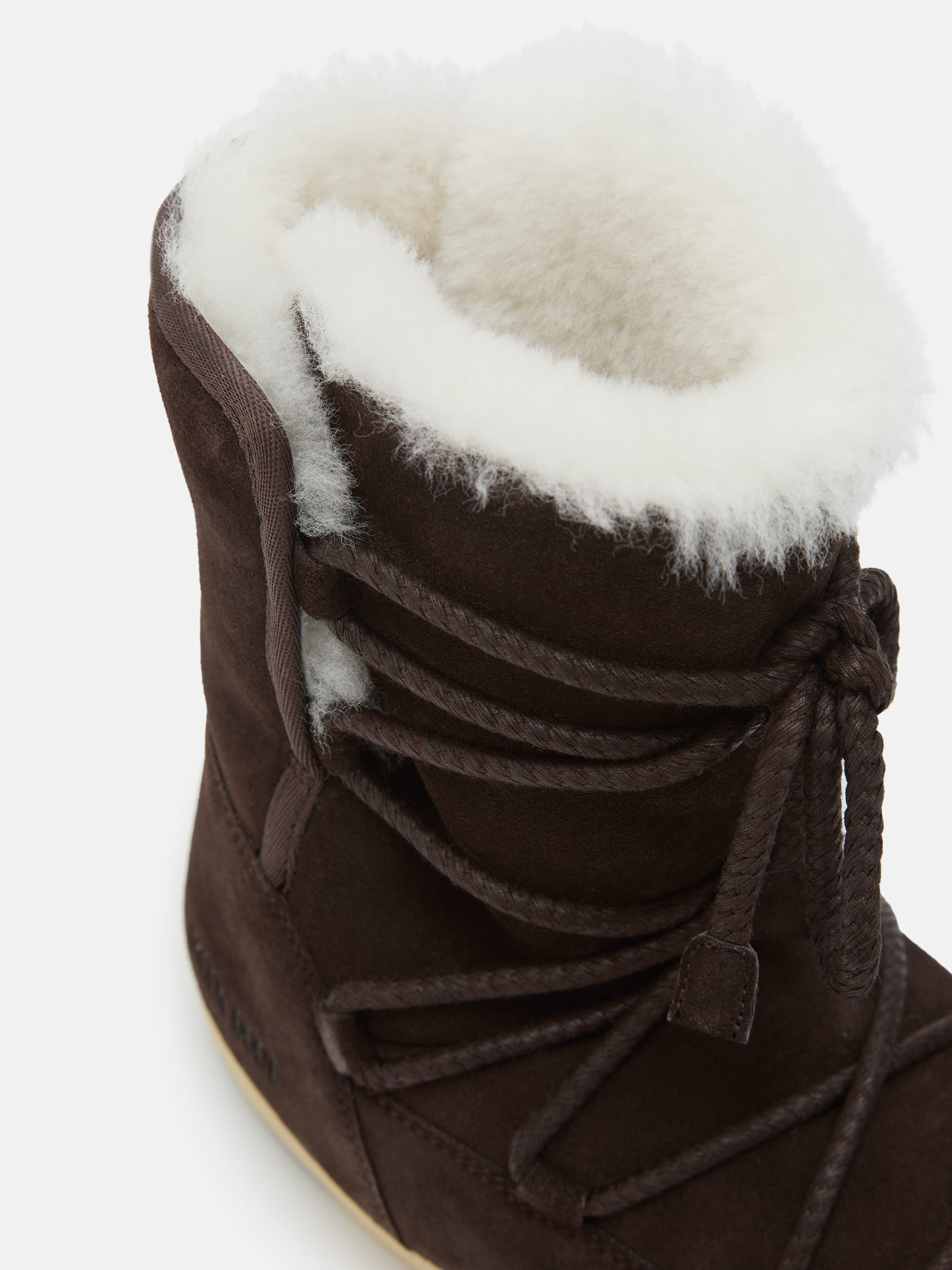 EVX DARK BROWN SUEDE & SHEARLING BOOTS image number 2