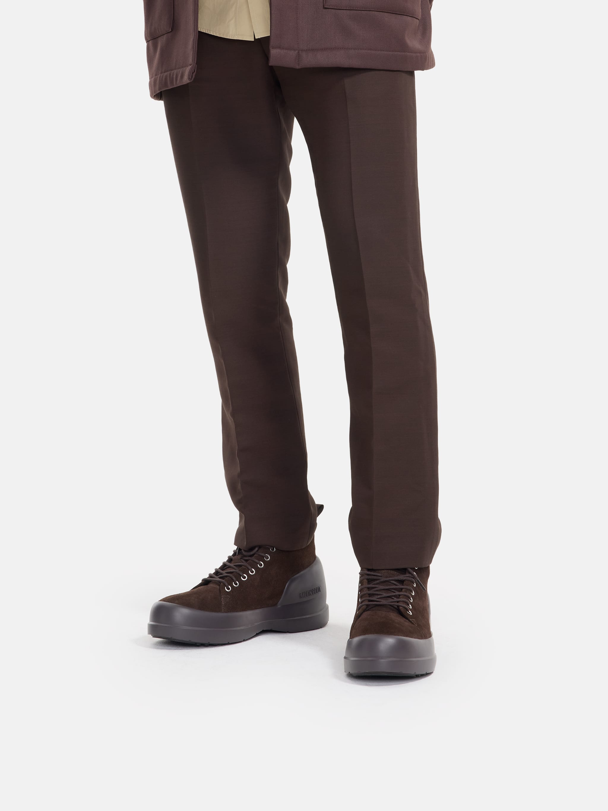 MEZZALUNA DARK BROWN SUEDE LACE UP MID BOOTS image number 4