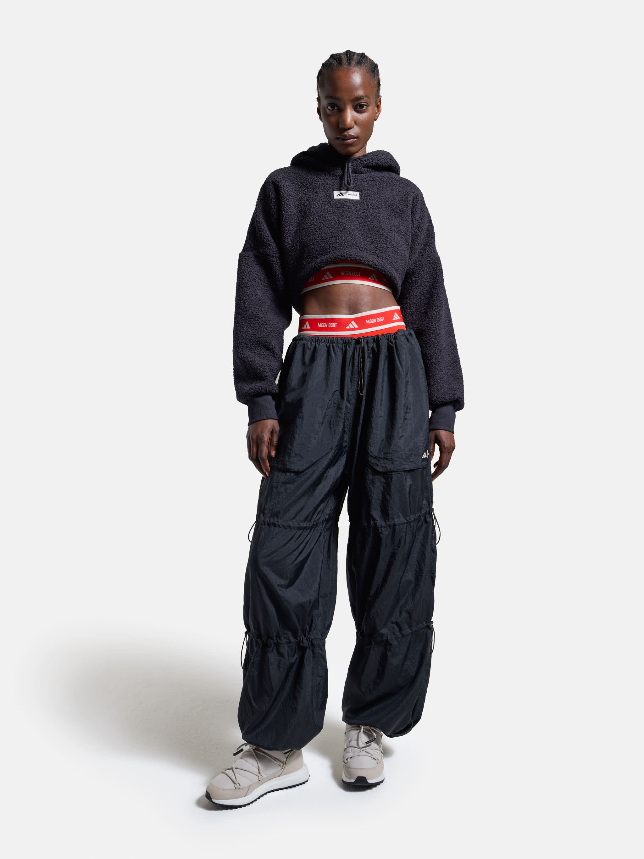adidas x Moon Boot Cropped Black Hoodie | Moon Boot®